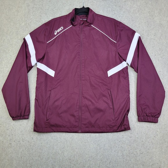 Asics Other - ASICS Surge Warm-Up Jacket‎ Mens Small Maroon Full Zip Mock Neck Track